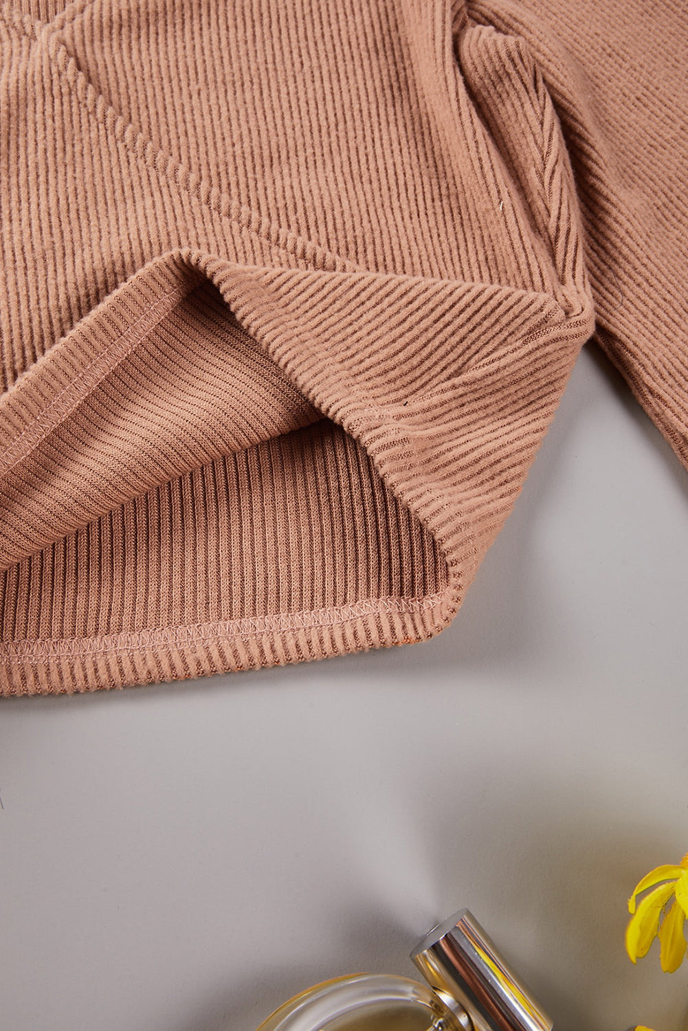 Surplice Ribbed Bubble Sleeve Crop Top featuring a flattering faux wrap design, long bubble sleeves, and a stylish ribbed fabric.