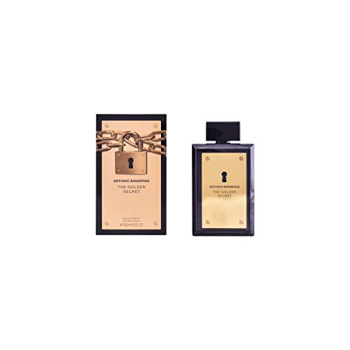 The Golden Secret Eau de Toilette by Antonio Banderas in an elegant bottle with golden accents, symbolizing luxury.