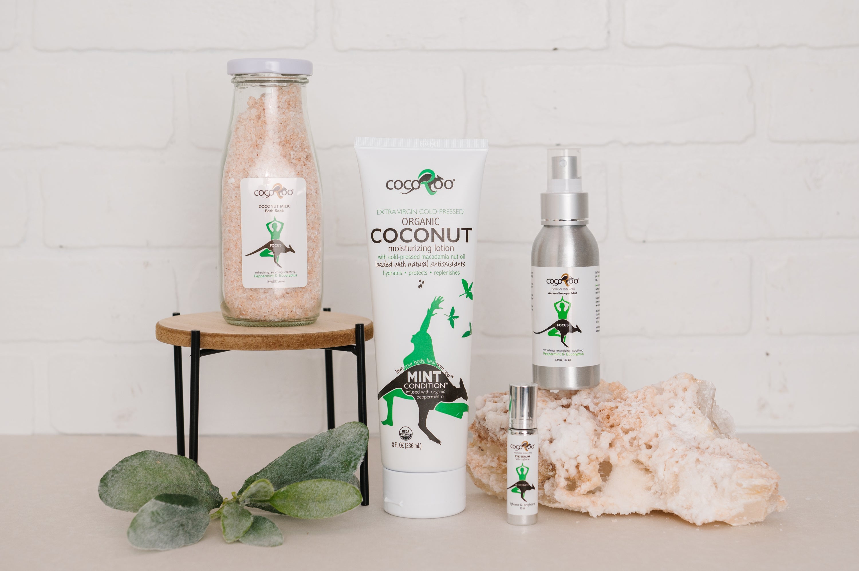 The ULTIMATE Pampering Gift Pack featuring Coconut Milk Bath Soaks, Aromatherapy Sprays, Coconut Oil Moisturizers, and Caffeinated Eye Serum.