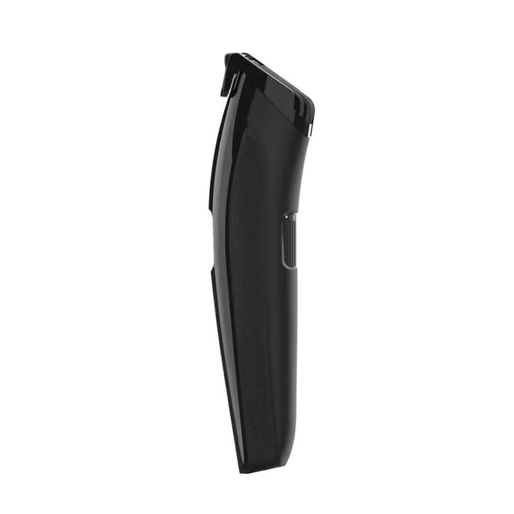 TrimMaster Pro Beard Trimmer with LCD display and adjustable length settings, designed for precision grooming.