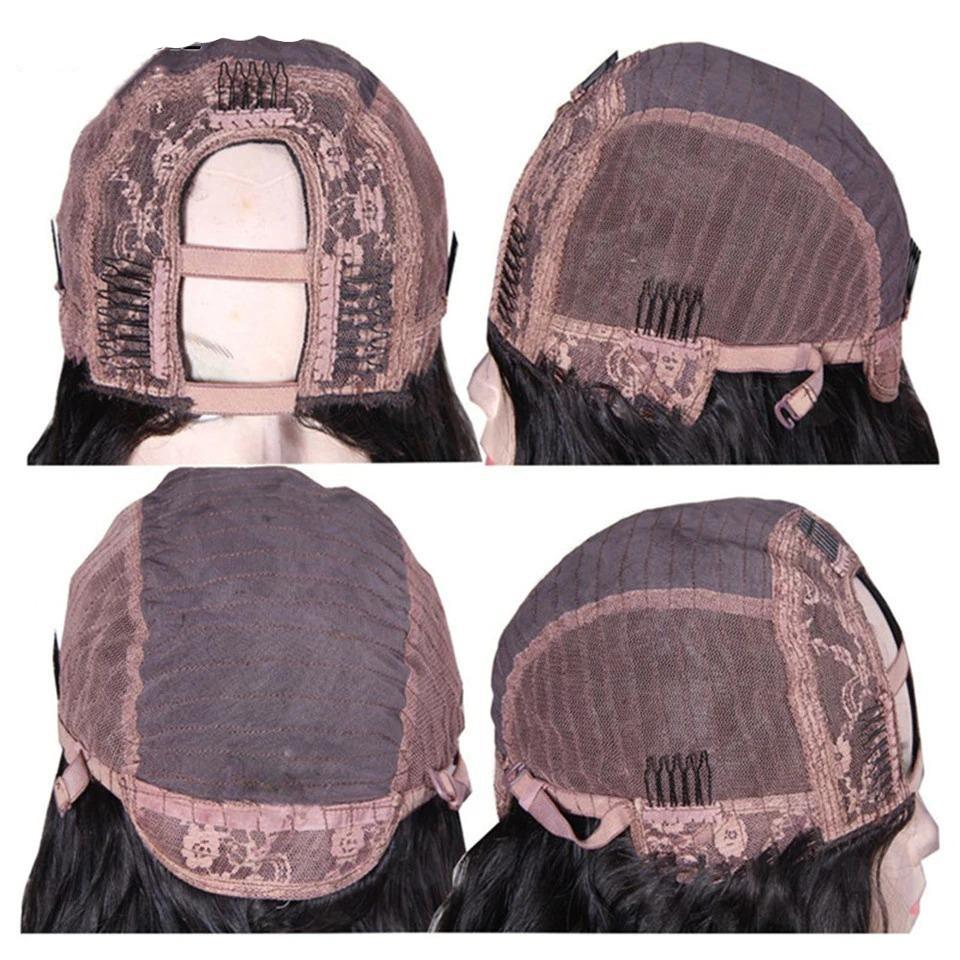 U Part Wig Kinky Straight Human Hair Wig for Black Women, showcasing natural black color and soft texture.