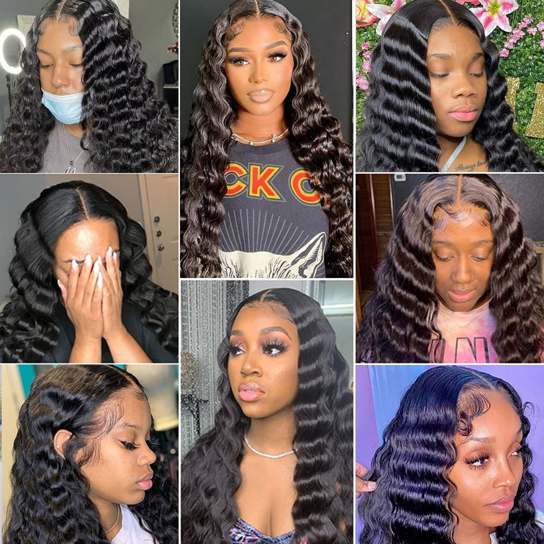 U Part Wig Loose Deep Human Hair Wig for Black Women, featuring Brazilian Remy hair with a loose deep wave texture, available in natural black color.