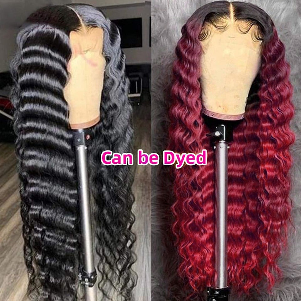 U Part Wig Loose Deep Human Hair Wig for Black Women, featuring Brazilian Remy hair with a loose deep wave texture, available in natural black color.