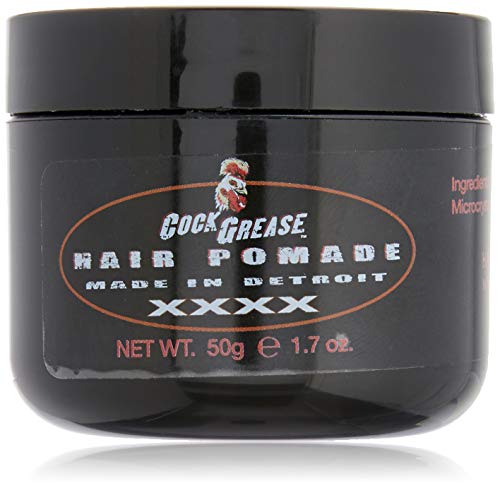 Cock Grease Ultra Hard The Big Black Hair Pomade in a sleek black container, showcasing its strong hold and stylish branding.