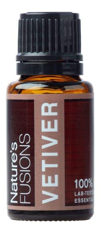 15ml bottle of Vetiver Pure Essential Oil with earthy and woody scent, ideal for relaxation and aromatherapy.