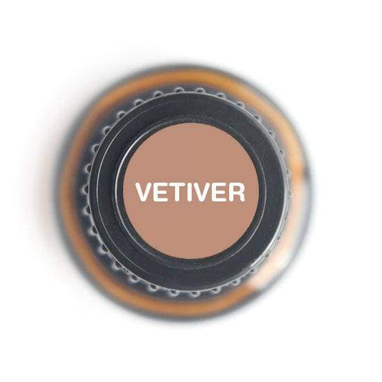 15ml bottle of Vetiver Pure Essential Oil with earthy and woody scent, ideal for relaxation and aromatherapy.