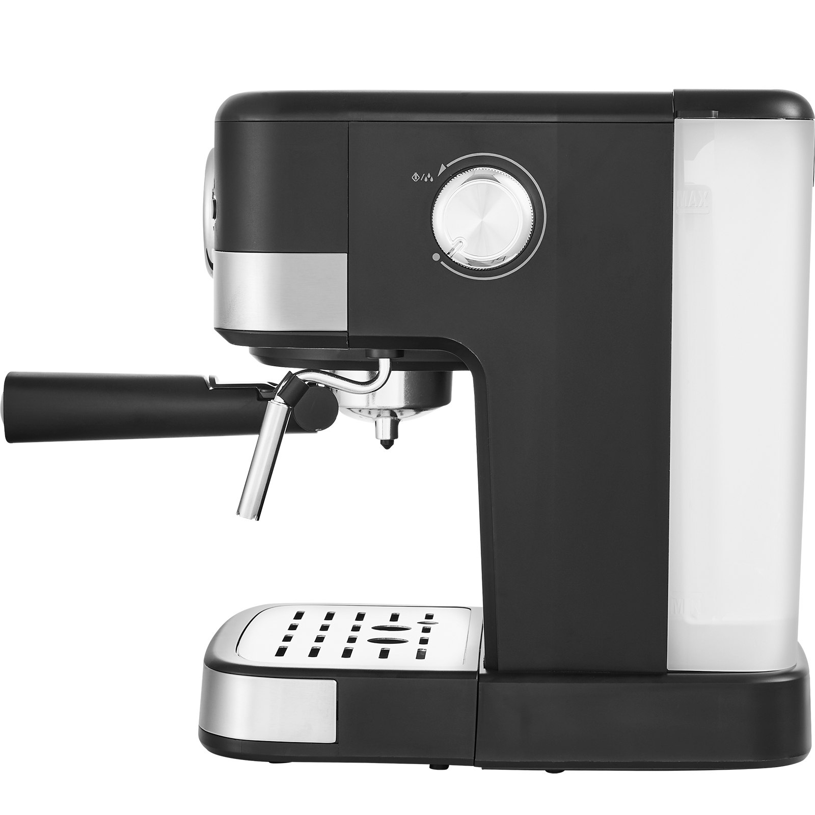 VEVOR Espresso Machine with milk frother, showcasing its sleek design and user-friendly features.