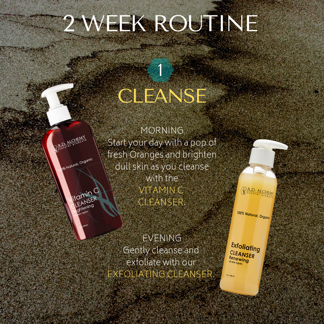 A bottle of Vitamin C Cleanser for normal to combination skin, designed to reduce sun spots and age spots.