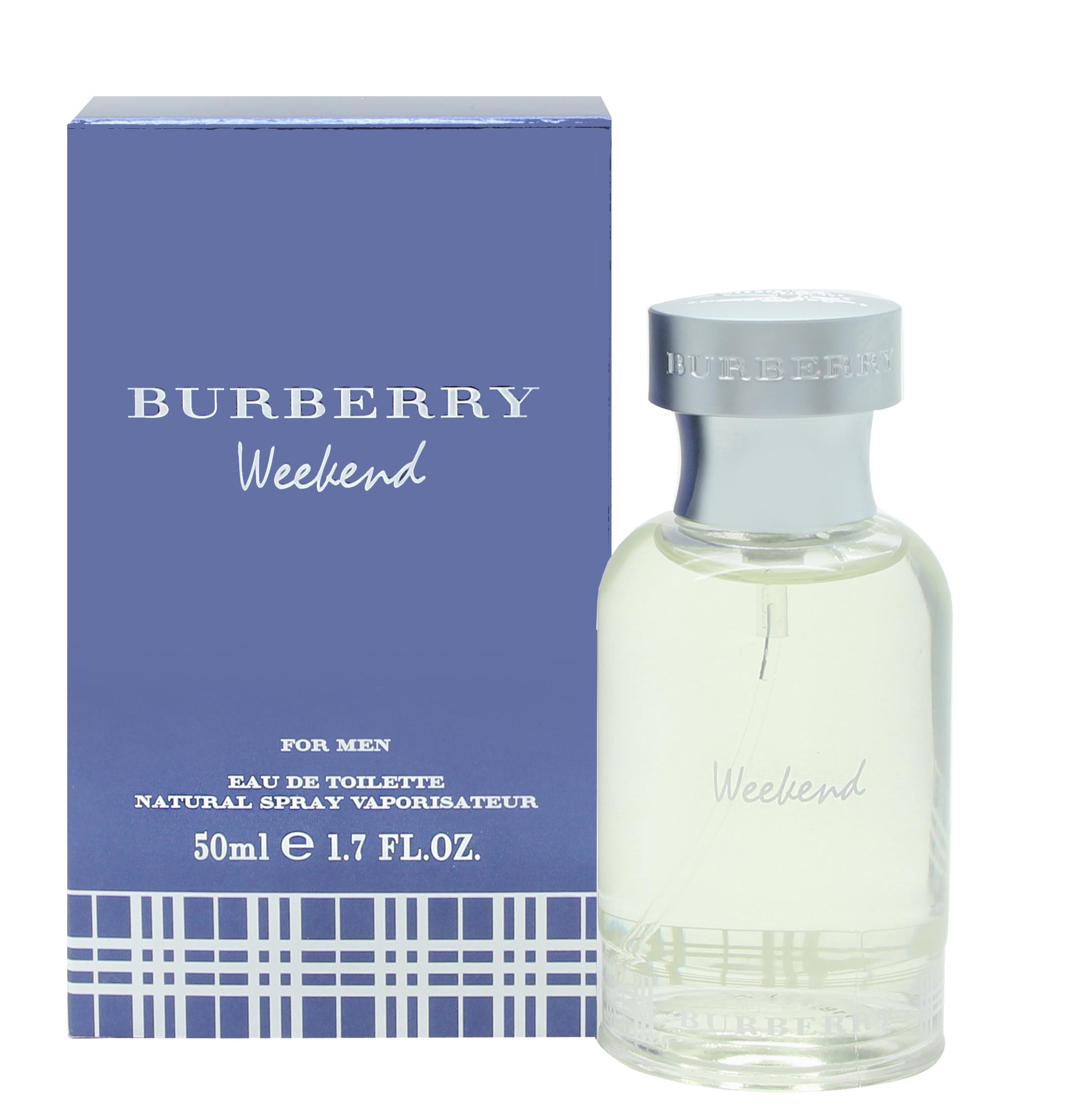 Burberry Weekend Eau de Toilette for Men, a stylish bottle with a citrus fragrance, perfect for weekend wear.