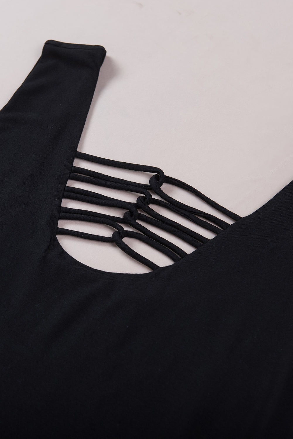 White lace-up hollow-out neck solid tank top showcasing a stylish design with a deep U-neck and sleeveless cut.