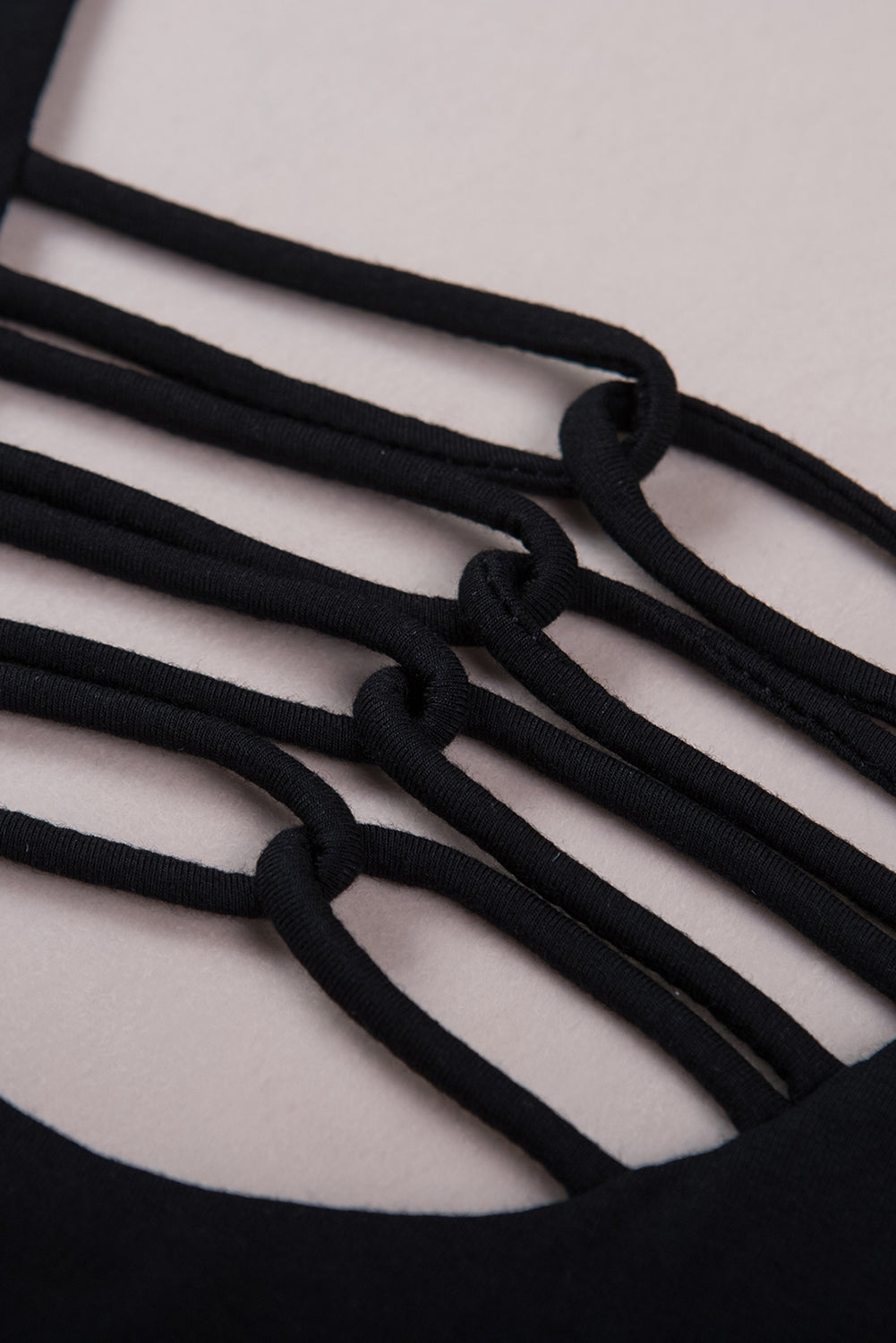 White lace-up hollow-out neck solid tank top showcasing a stylish design with a deep U-neck and sleeveless cut.