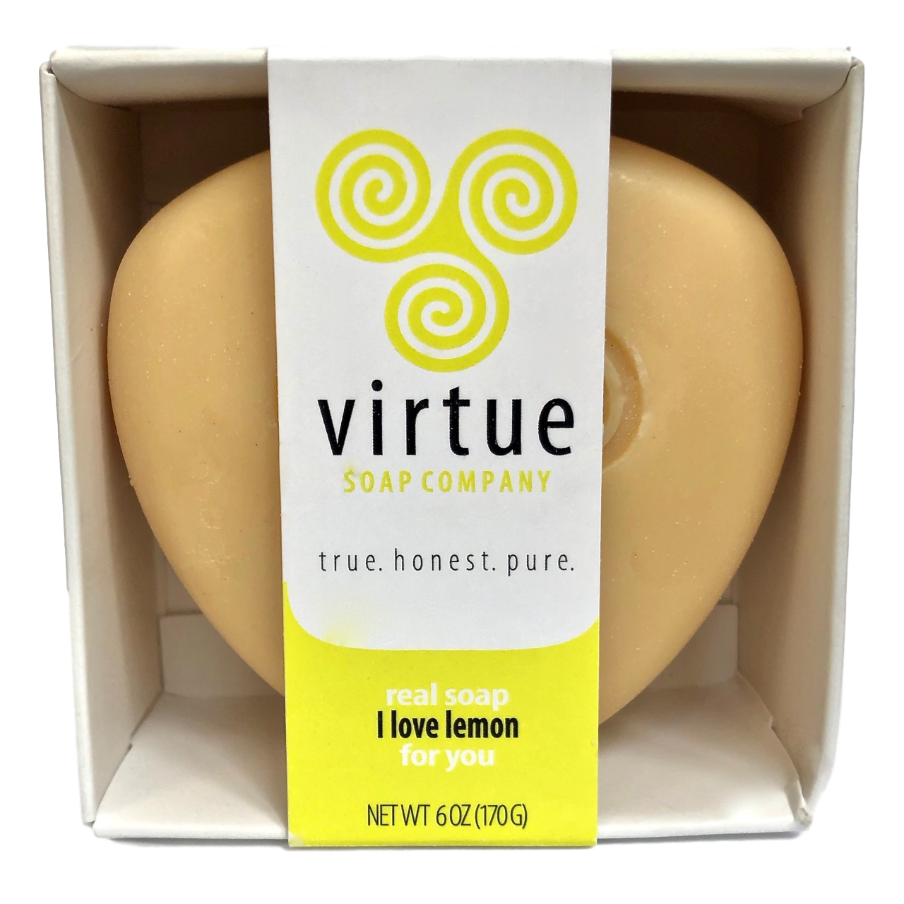 A 6oz bar of handcrafted lemon soap with a vibrant yellow color, showcasing its artisan quality and natural ingredients.