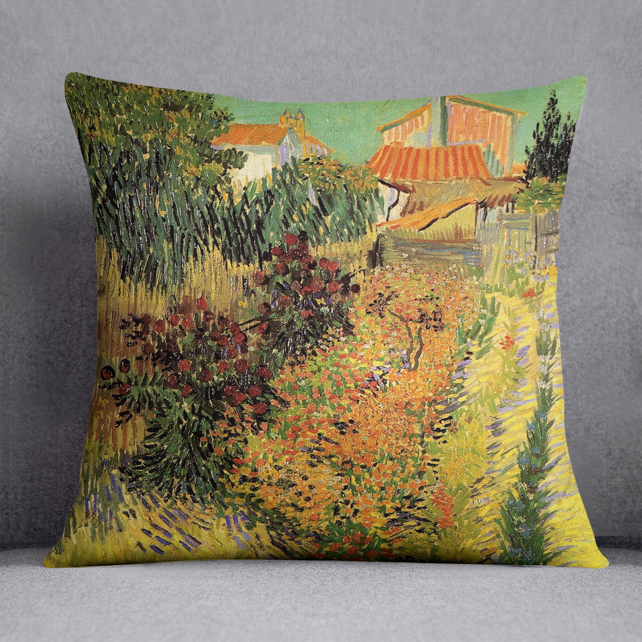 Main Garden Behind a House by Van Gogh Cushion image
