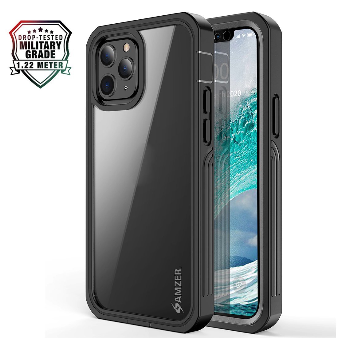Main AMZER CRUSTA™ Rugged Tempered Glass Case for iPhone 12 mini - Black image