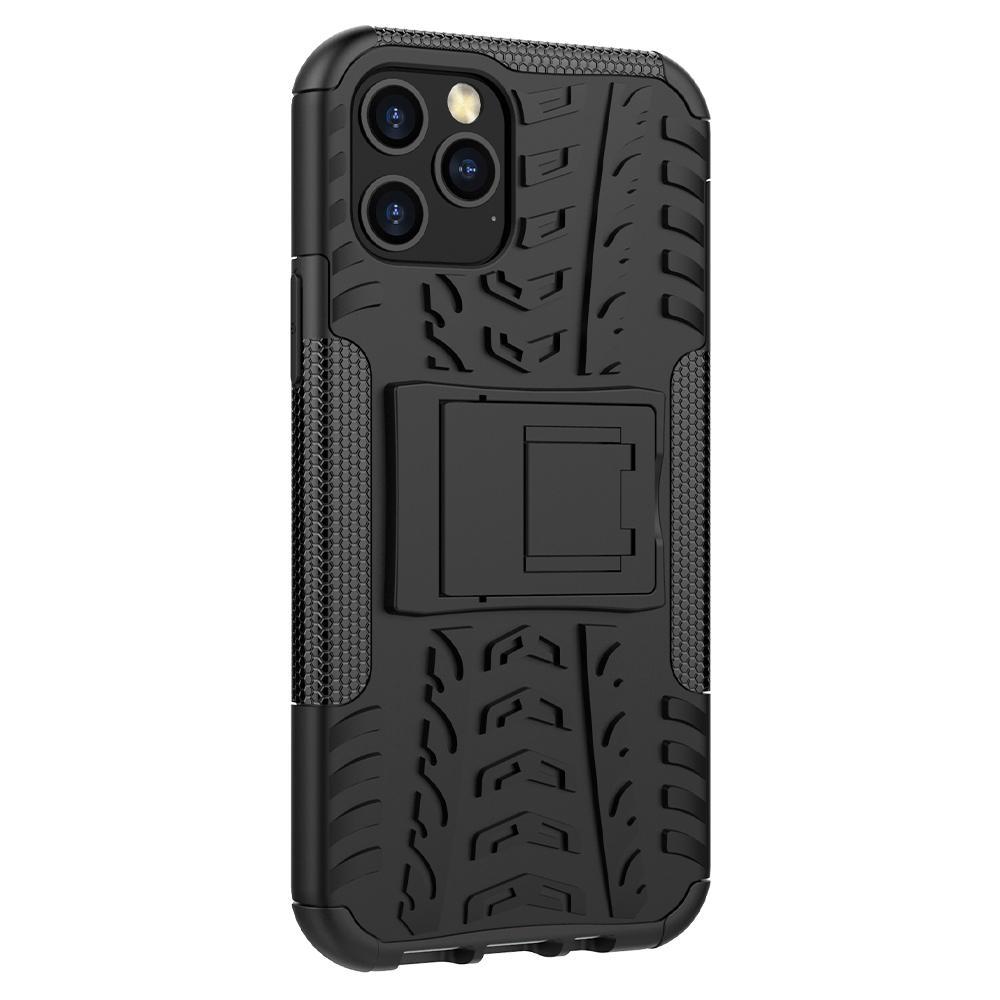 AMZER Hybrid Warrior Dual Layer Kickstand Case for Apple iPhone 12 Max featuring a rugged grenade molded design and collapsible stand.