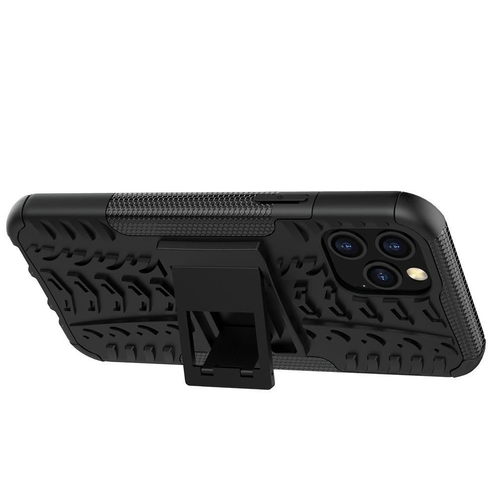 AMZER Hybrid Warrior Dual Layer Kickstand Case for Apple iPhone 12 Max featuring a rugged grenade molded design and collapsible stand.