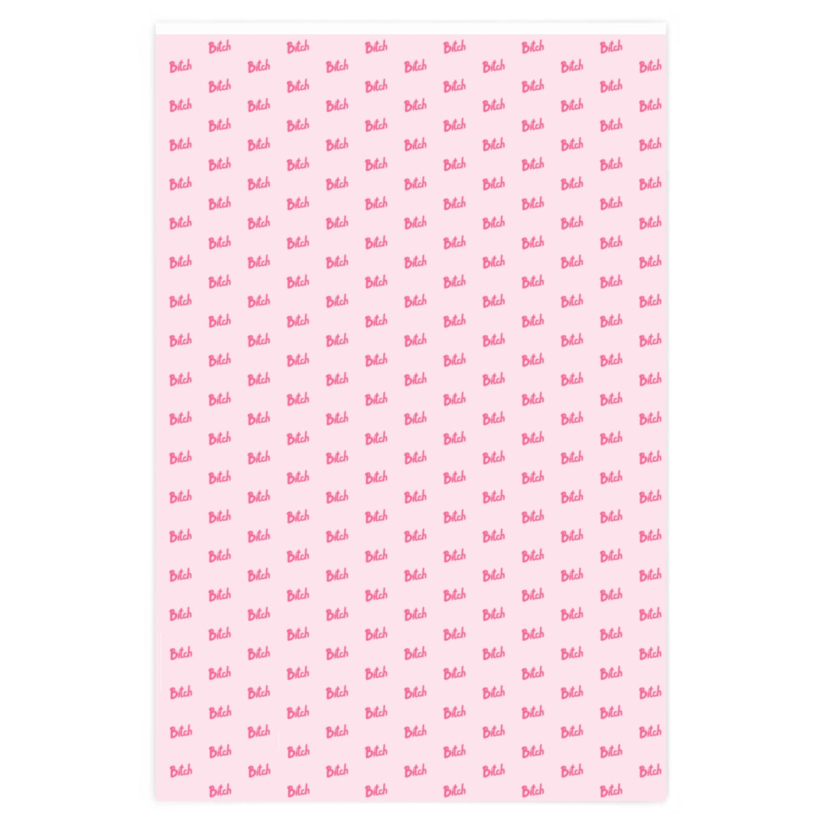 Vibrant pink Bitch Wrapping Paper featuring humorous design, rolled up and ready for gift wrapping.