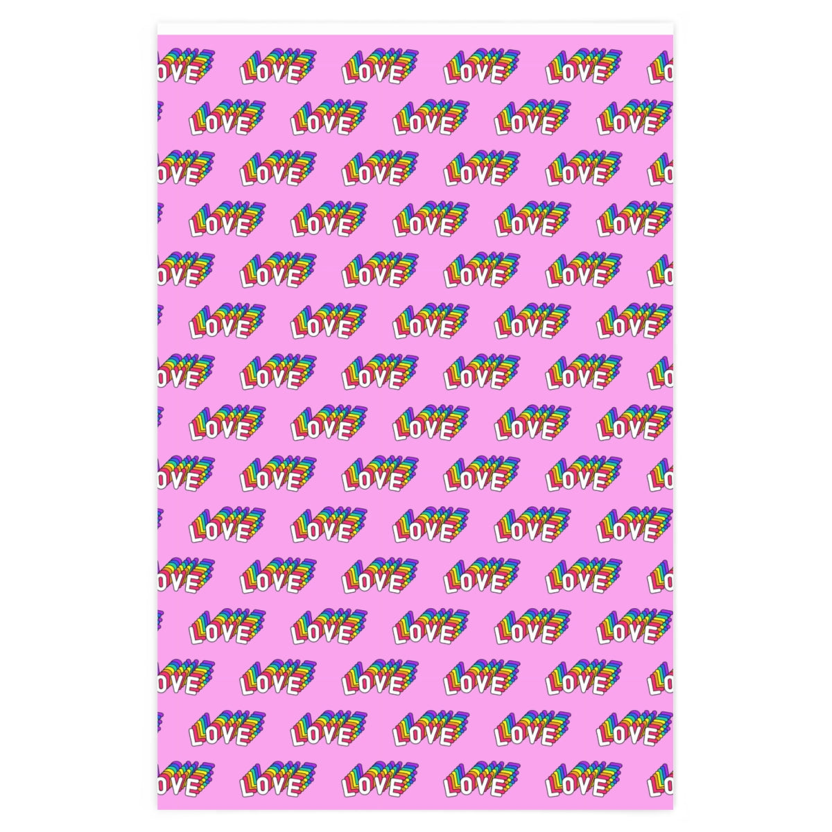 Colorful Love Rainbow Wrapping Paper featuring vibrant rainbow design on premium gloss paper, rolled and ready for gift wrapping.