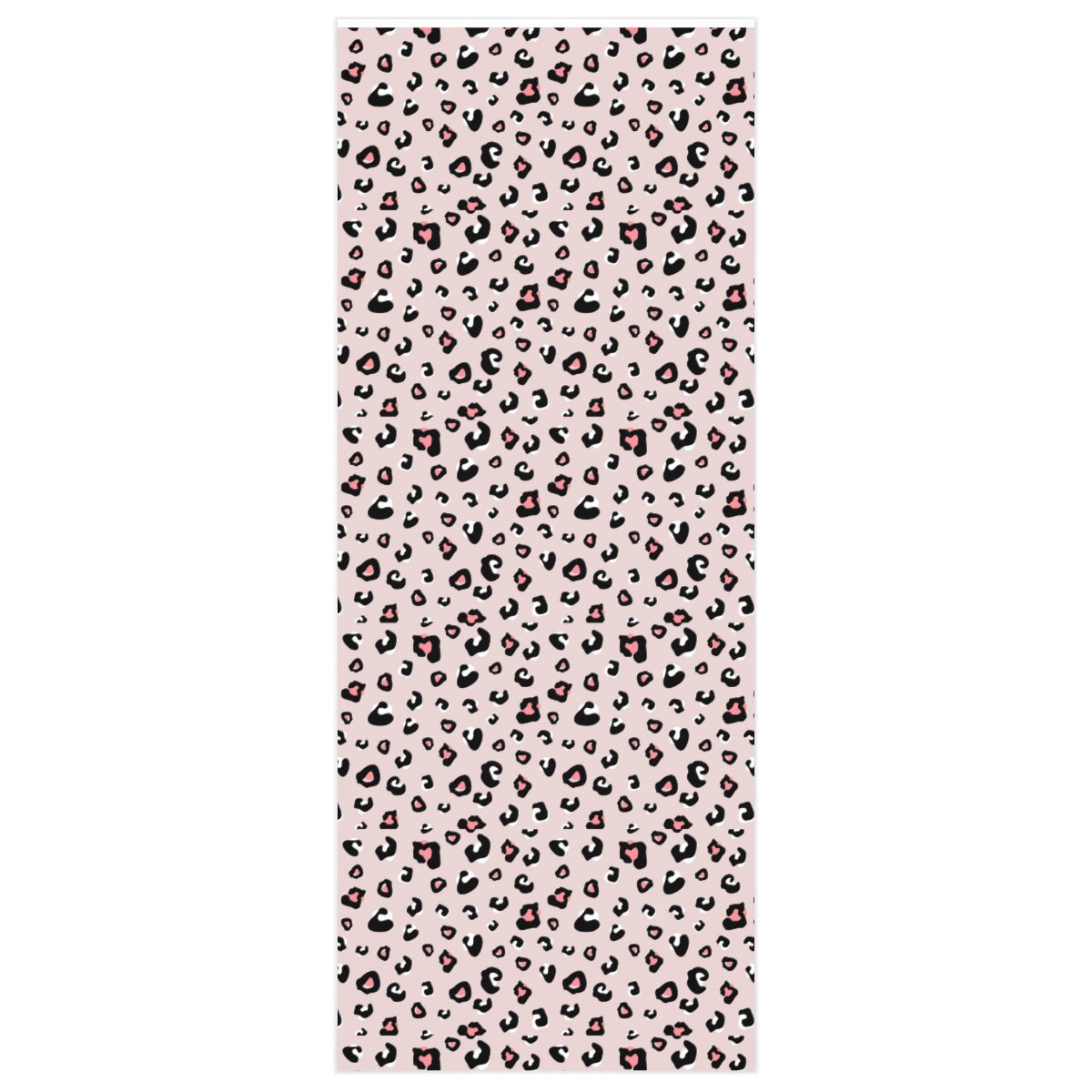 Pink Leopard Wrapping Paper featuring vibrant leopard print design on premium gloss paper, rolled up for easy use.