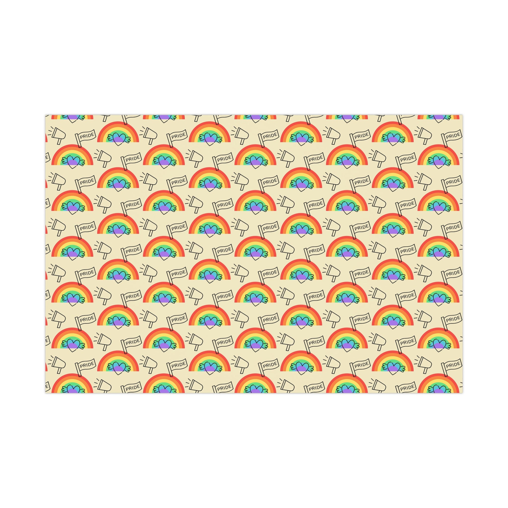 Vibrant Pride Wrapping Paper in matte and satin finishes, showcasing colorful designs celebrating love and diversity.