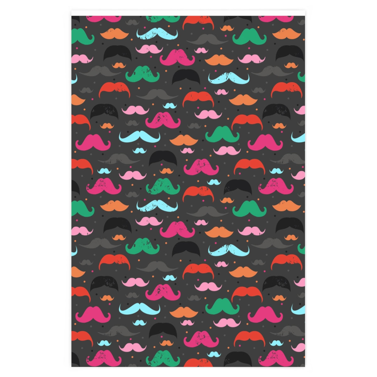 Colorful Rainbow Mustache Wrapping Paper featuring vibrant patterns, perfect for gift wrapping.