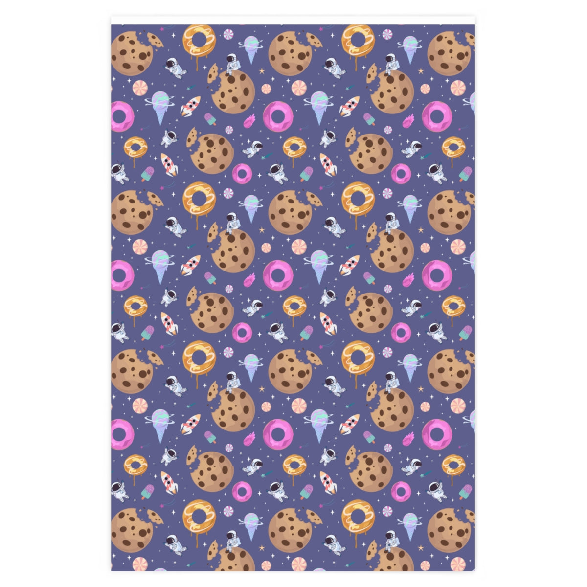 Colorful Space Cookie Wrapping Paper featuring vibrant space-themed designs, perfect for gift wrapping.