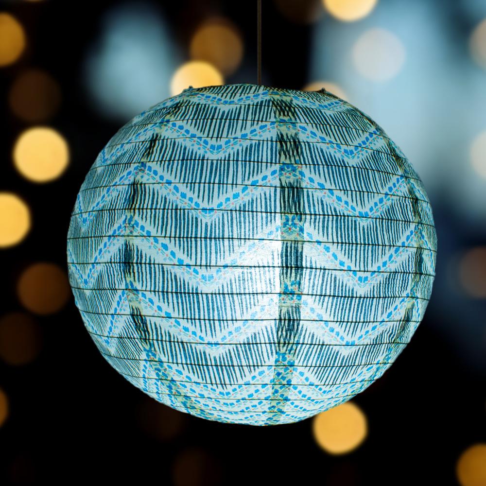 14 Inch Bohemian Brush Chevron Patterned Premium Paper Lantern, showcasing a stylish design perfect for events.