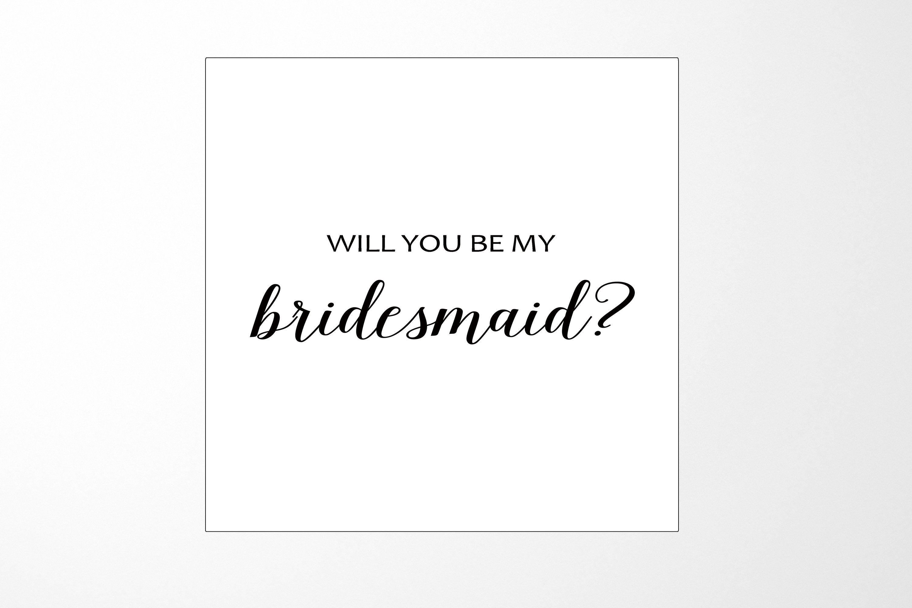 Elegant white proposal box with metallic writing, designed for bridesmaid proposals, showcasing a minimalist style without borders or ribbons.