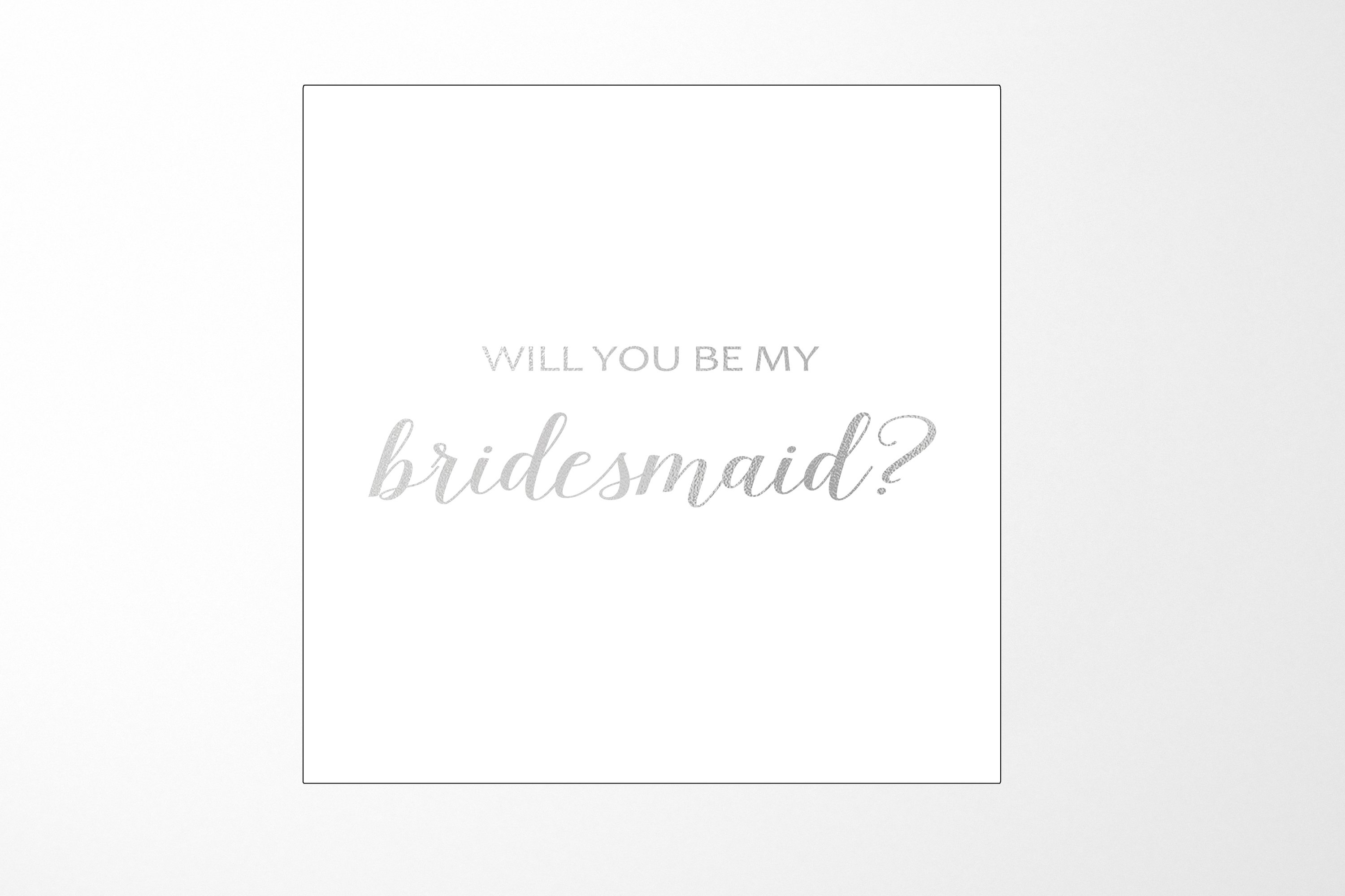 Elegant white proposal box with metallic writing, designed for bridesmaid proposals, showcasing a minimalist style without borders or ribbons.
