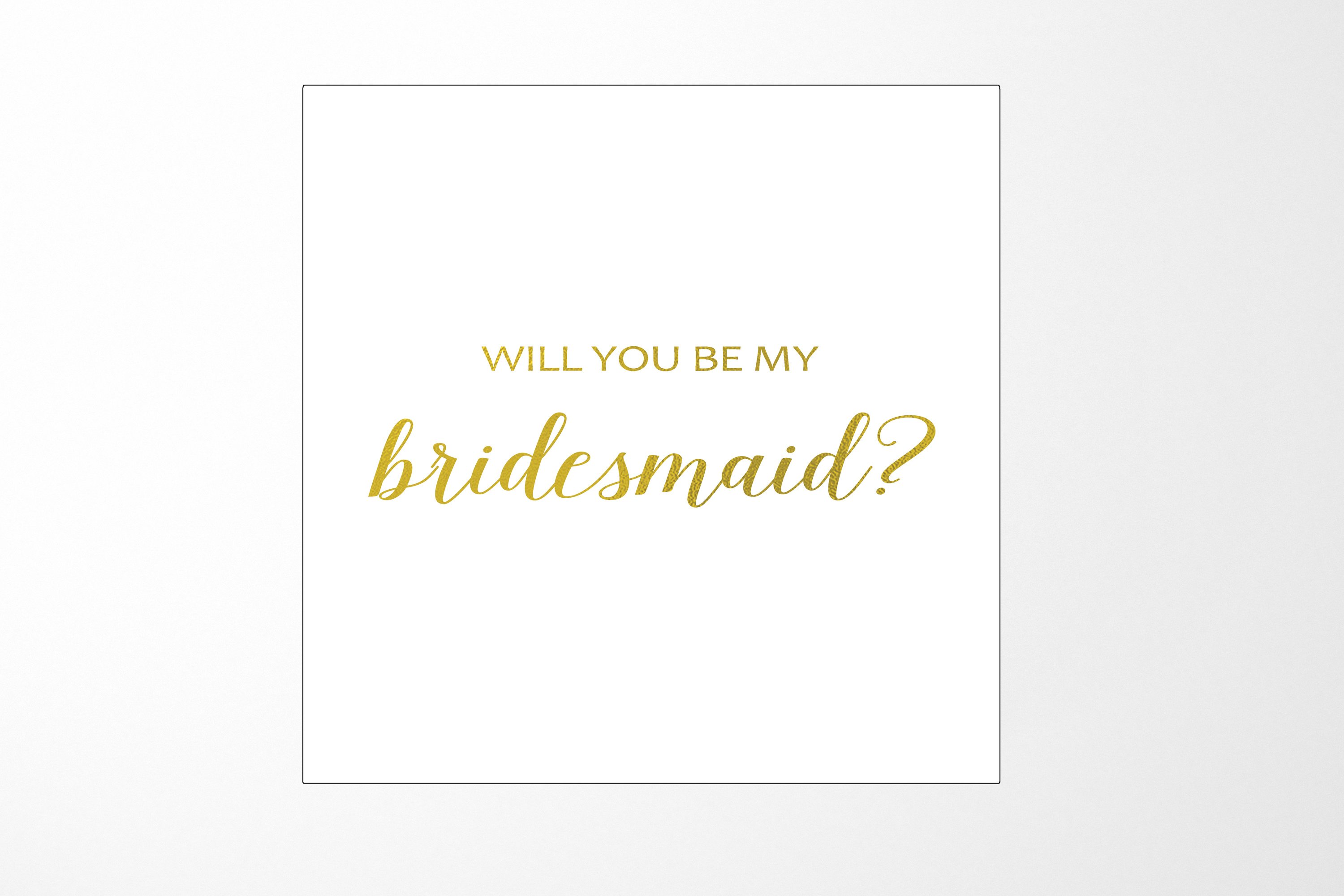 Elegant white proposal box with metallic writing, designed for bridesmaid proposals, showcasing a minimalist style without borders or ribbons.