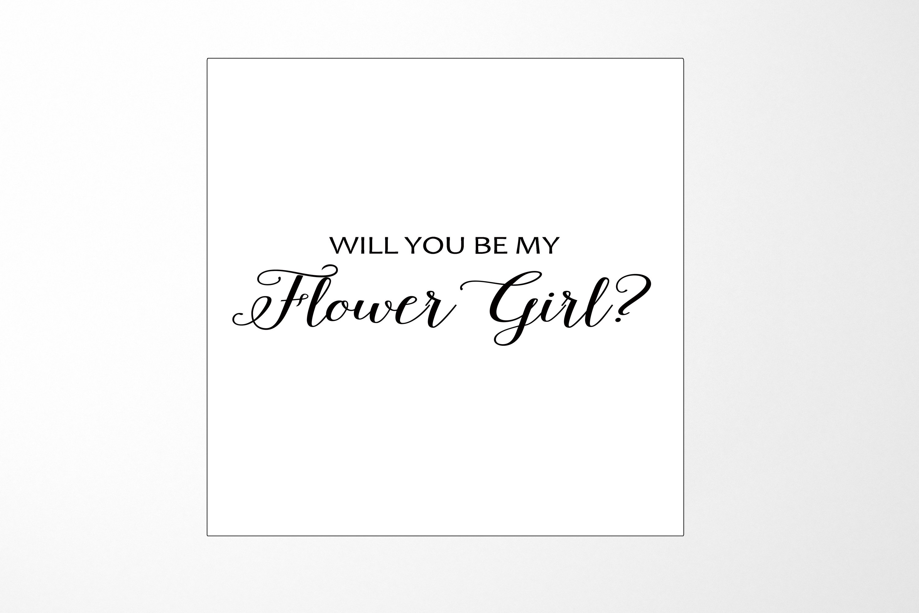 Elegant white proposal box with metallic writing, designed for flower girl invitation.