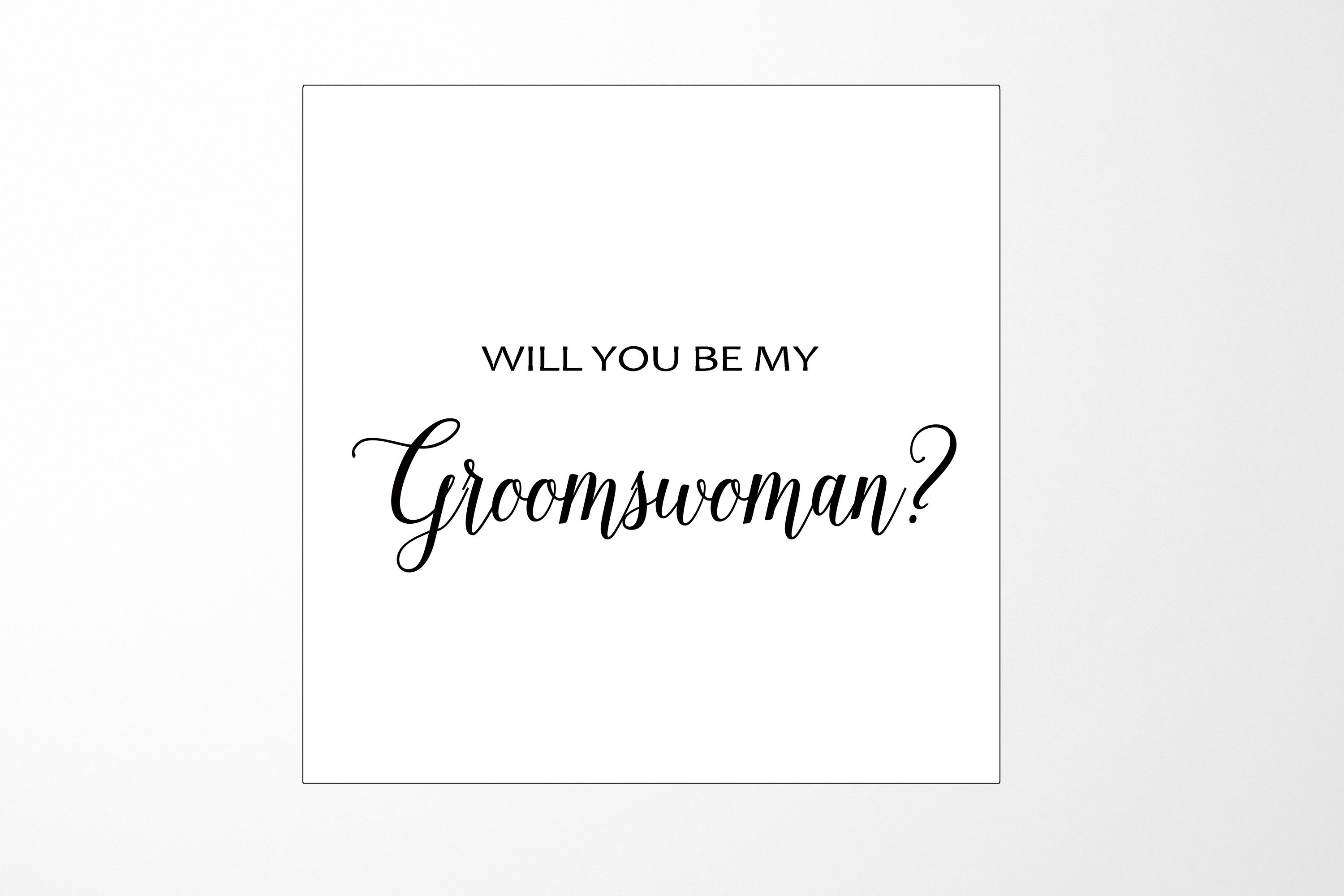 Elegant white proposal box with metallic writing, designed to ask a groomswoman to be part of the wedding.