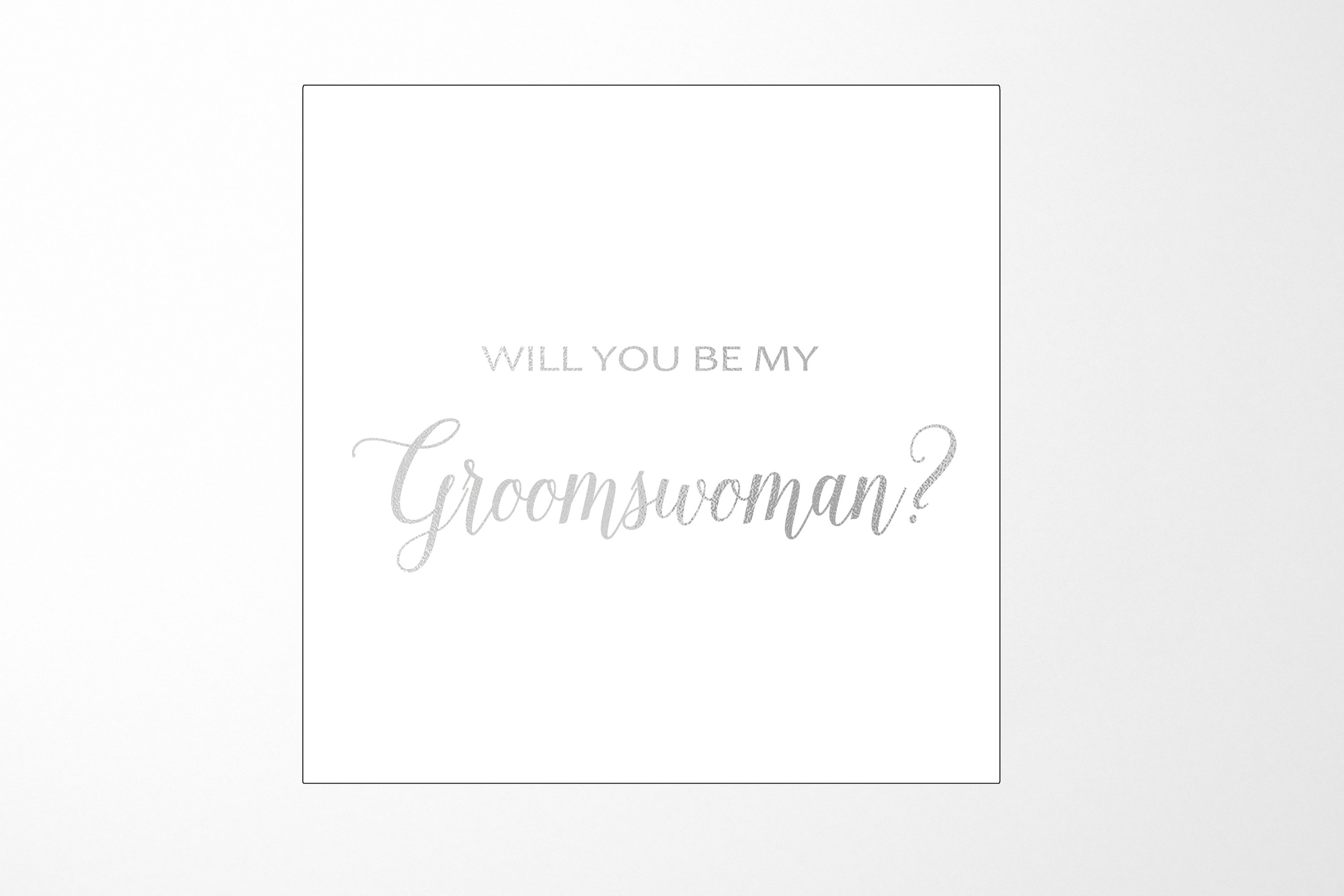 Elegant white proposal box with metallic writing, designed to ask a groomswoman to be part of the wedding.