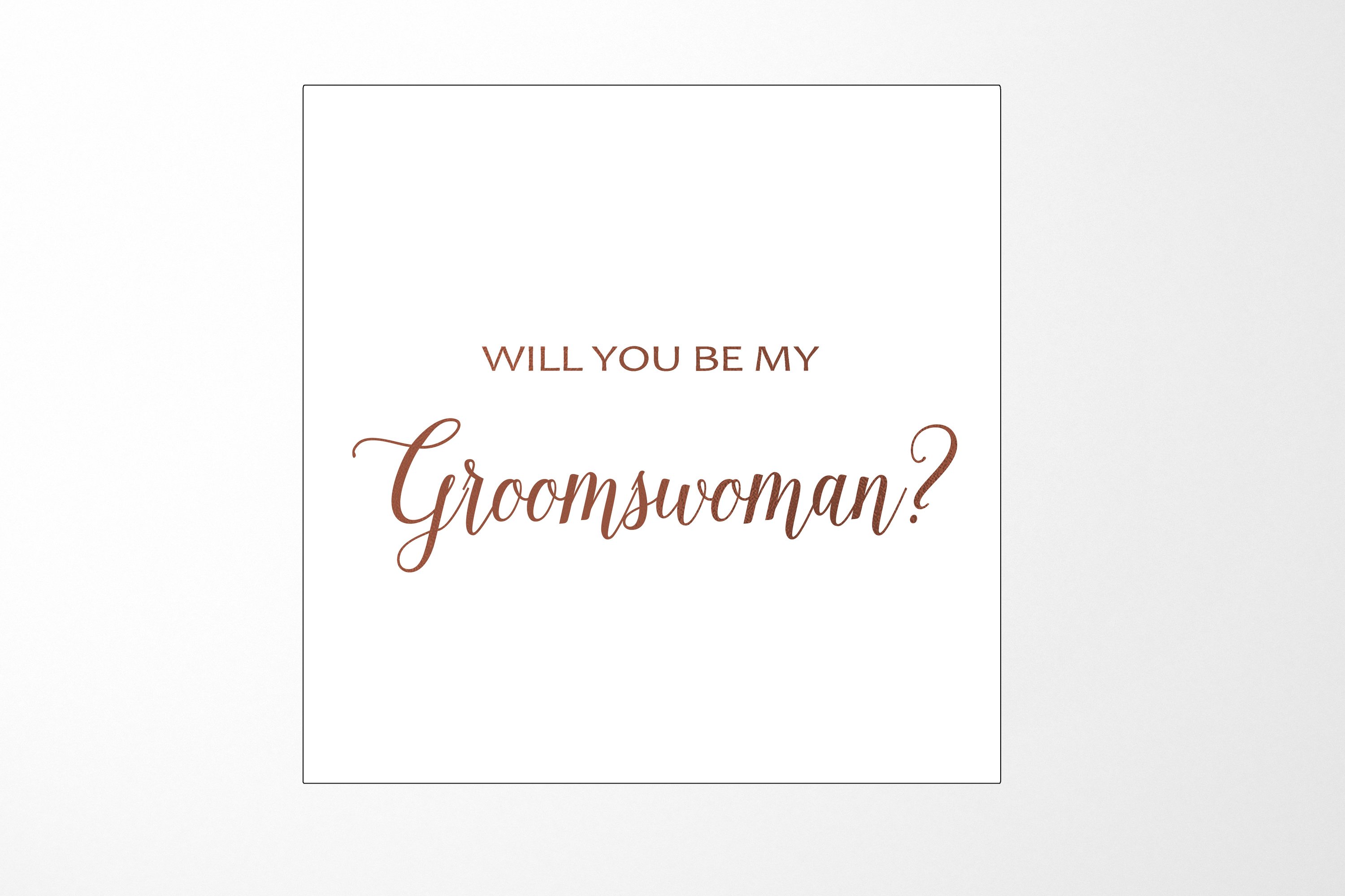 Elegant white proposal box with metallic writing, designed to ask a groomswoman to be part of the wedding.