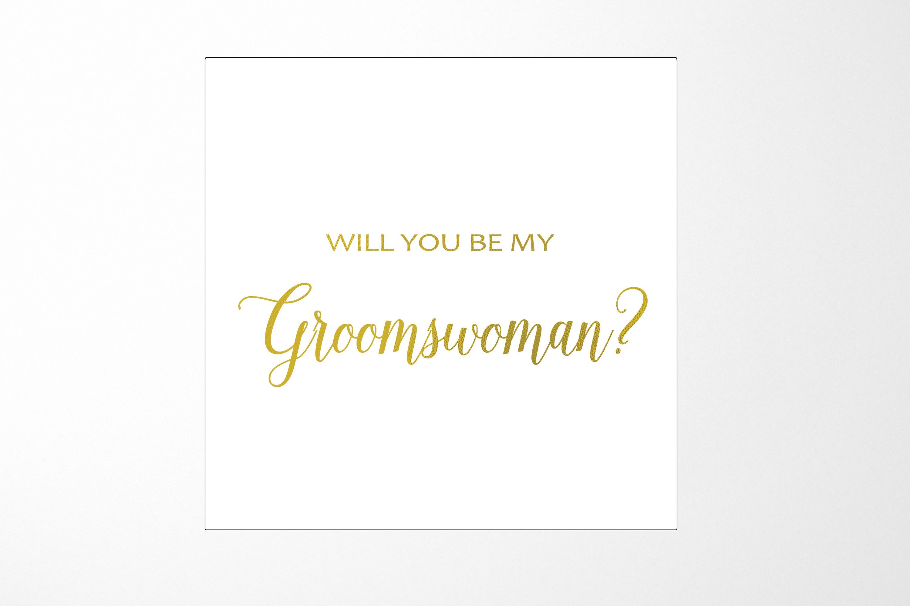 Elegant white proposal box with metallic writing, designed to ask a groomswoman to be part of the wedding.