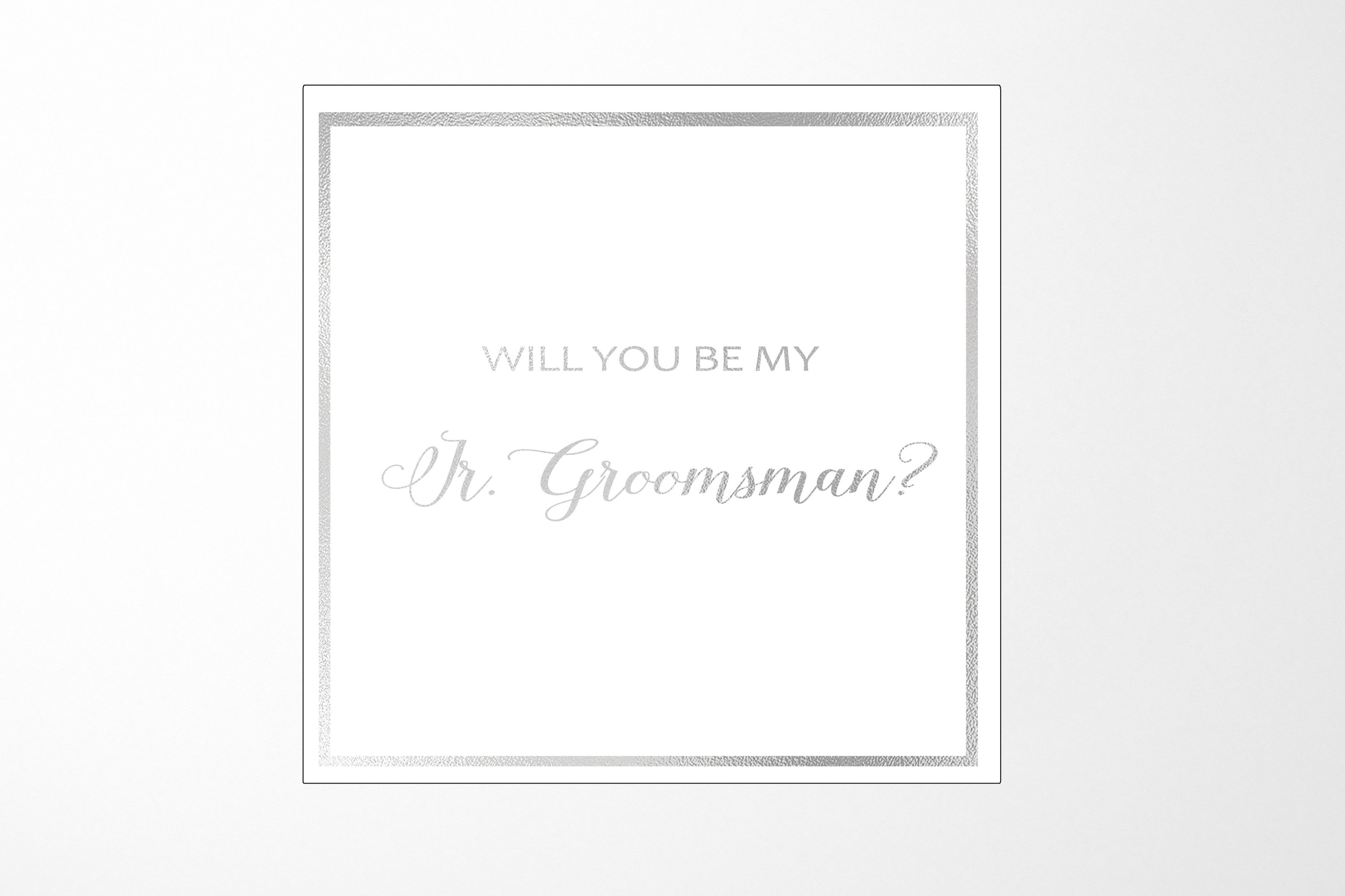 Elegant white proposal box for junior groomsman with metallic writing on the lid, showcasing a modern design without ribbon.