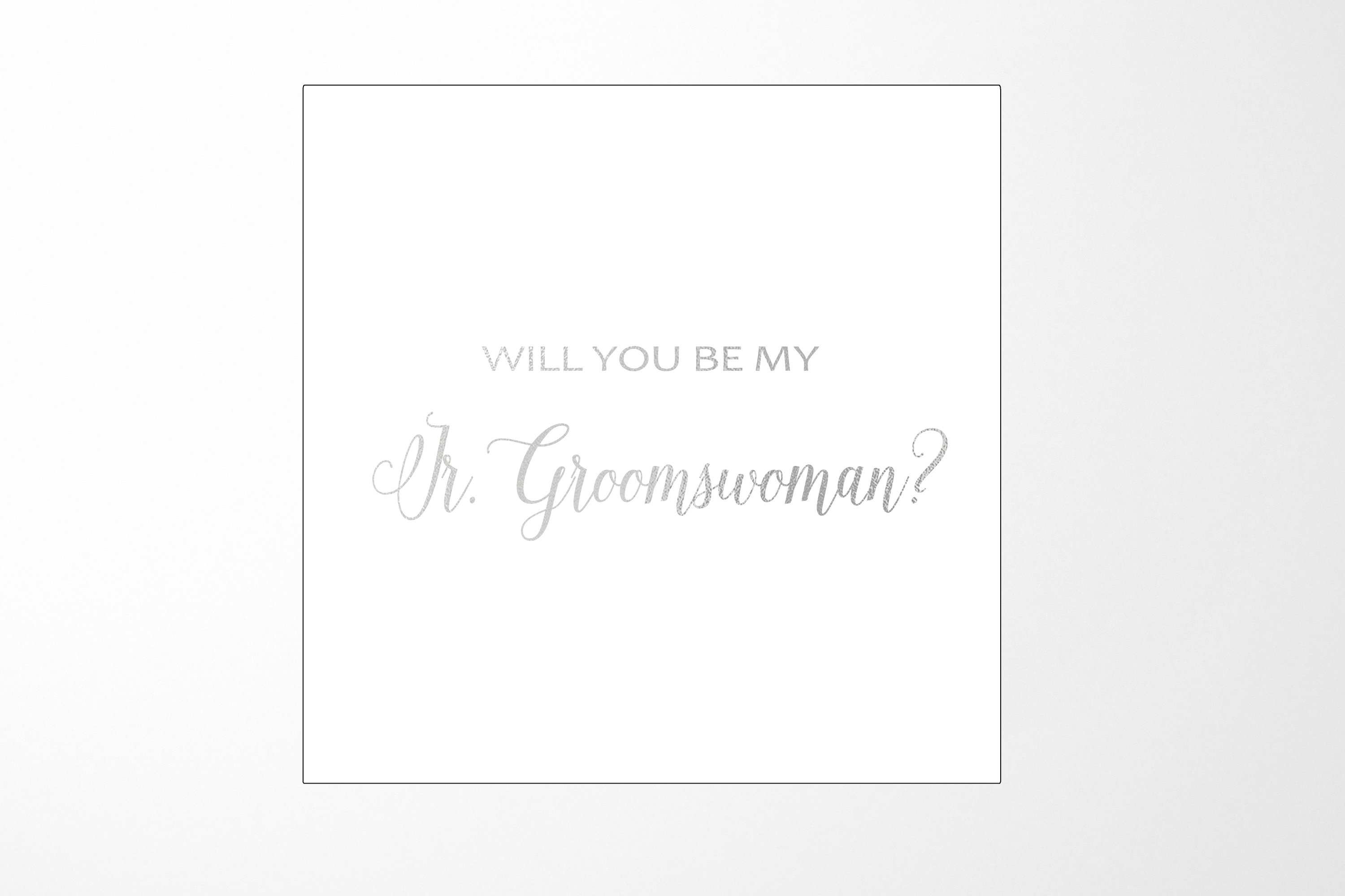 Elegant white proposal box with metallic writing, designed for Jr Groomswoman invitation.