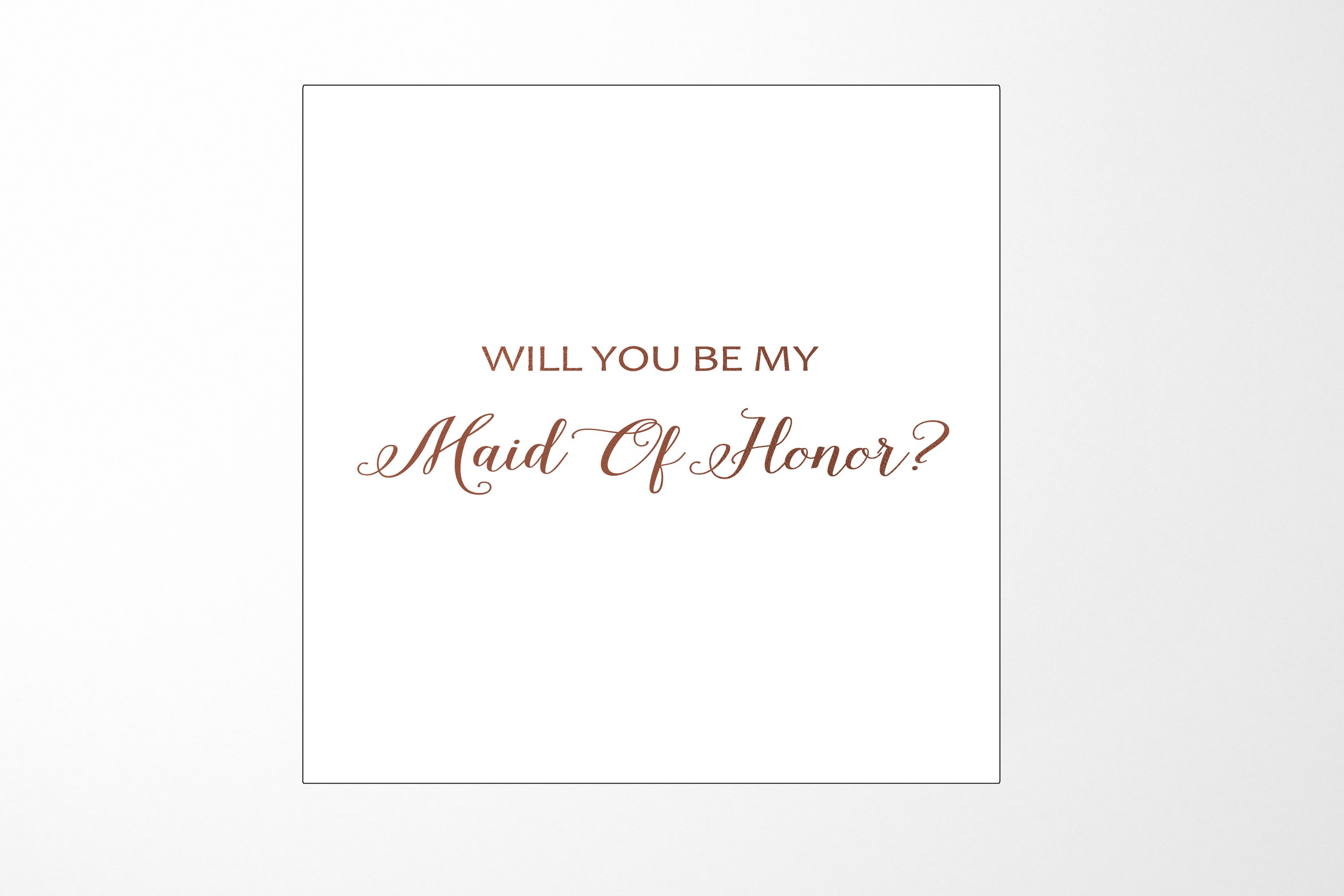 Elegant white maid of honor proposal box with metallic writing on the lid, showcasing its luxurious design and quality finish.