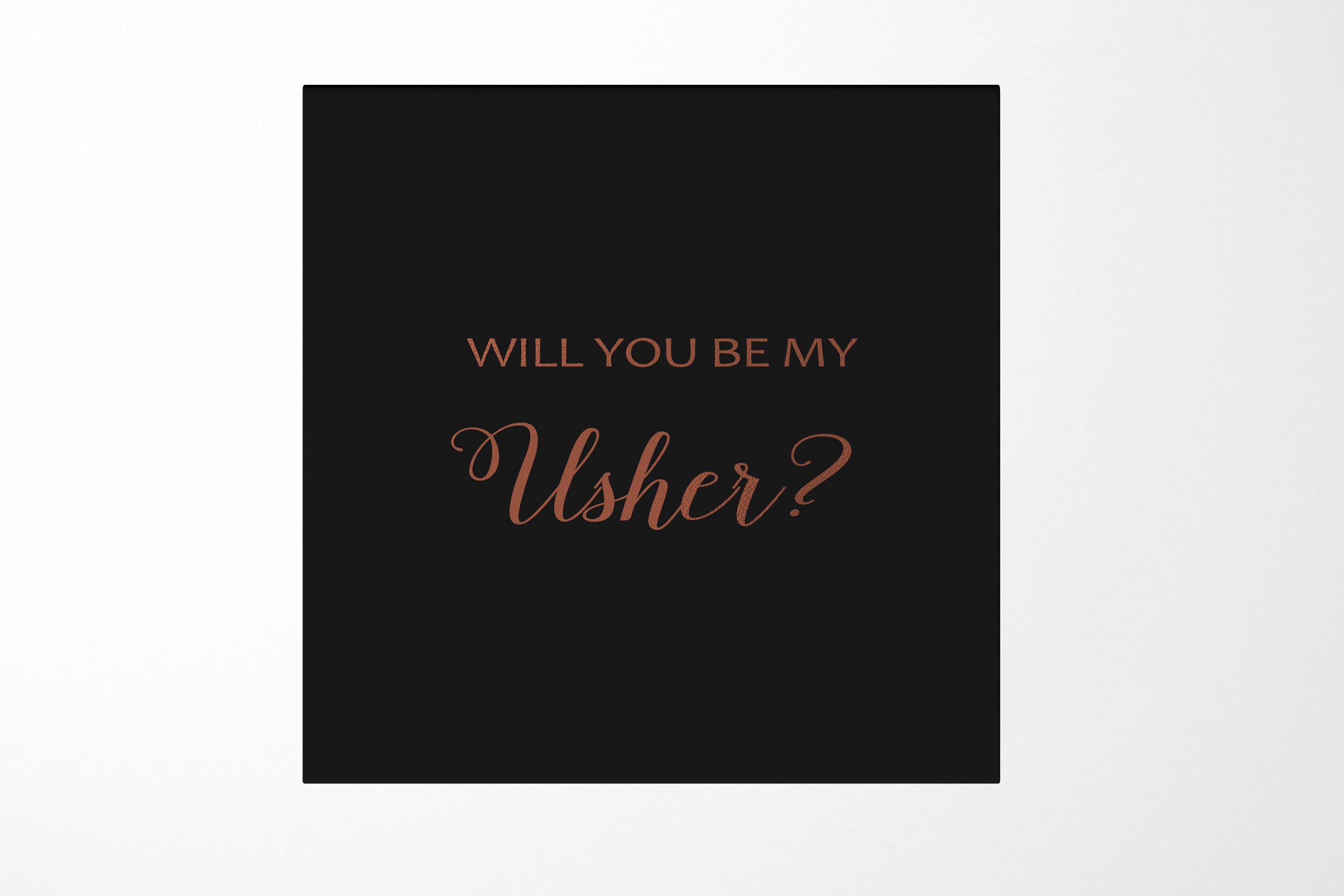Elegant black proposal box with metallic writing for usher invitations, featuring a sleek matte finish and magnetic closure.