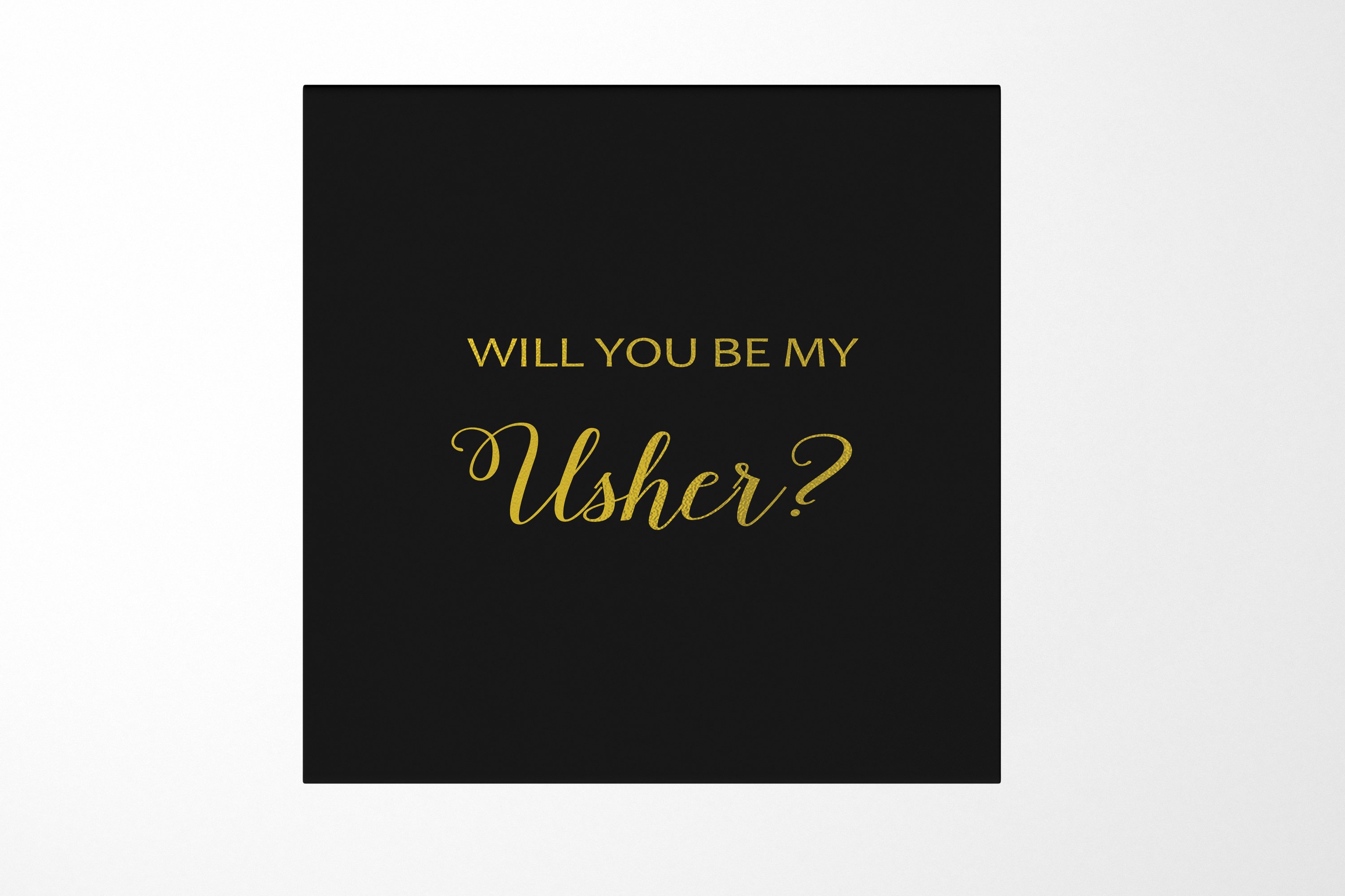 Elegant black proposal box with metallic writing for usher invitations, featuring a sleek matte finish and magnetic closure.