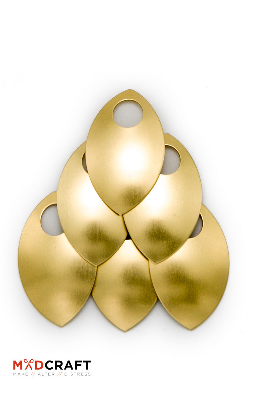 A collection of gold aluminum scales, lightweight and shiny, perfect for armor customization and crafting accessories.