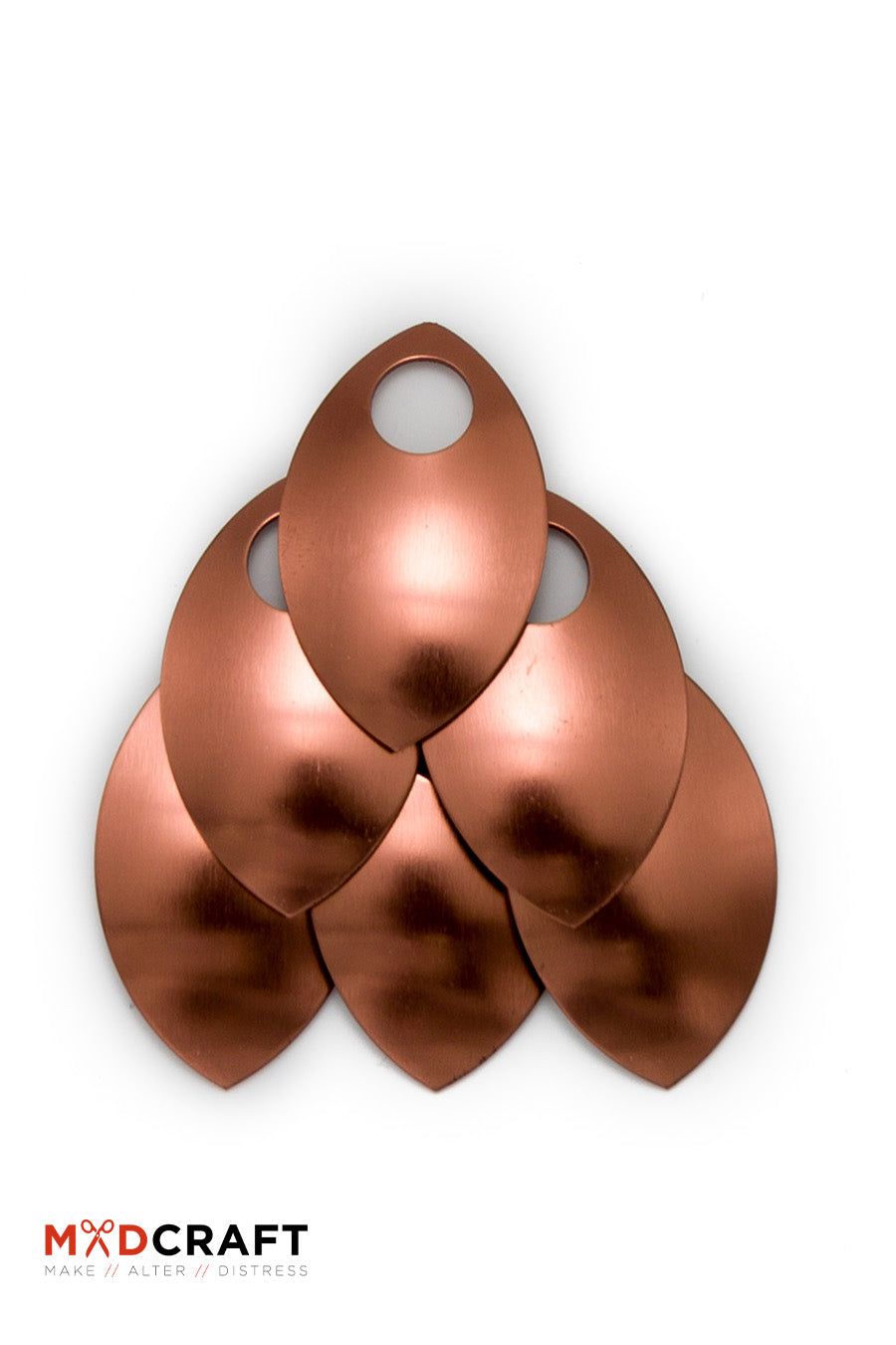 A collection of shiny copper aluminum scales, perfect for armor customization and crafting unique accessories, showcasing their lightweight and elegant design.