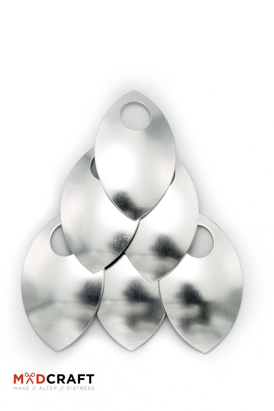 A collection of shiny aluminum scales, perfect for armor customization and crafting unique accessories, showcasing their lightweight and reflective properties.