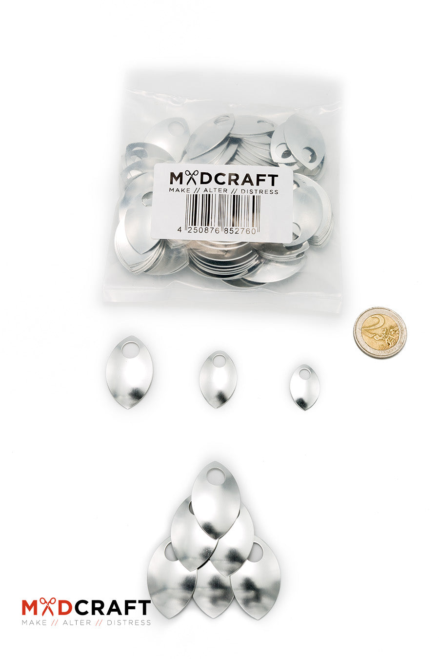 A collection of shiny aluminum scales, perfect for armor customization and crafting unique accessories, showcasing their lightweight and reflective properties.