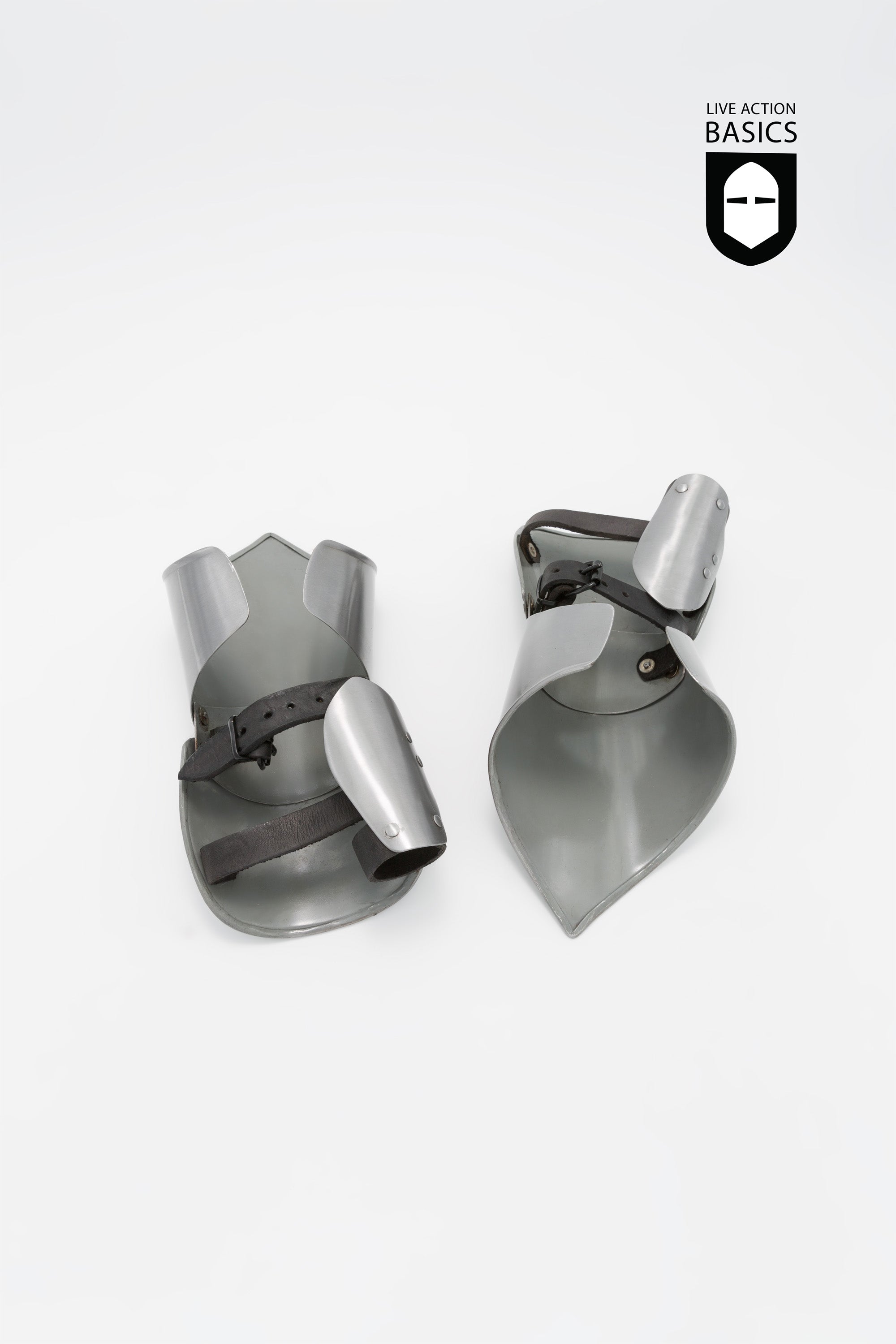 Basic Gauntlets made of mild steel, featuring an hourglass shape and adjustable straps for a secure fit.