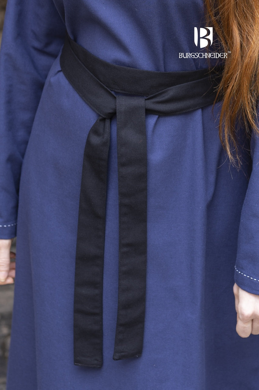 Hedwig Black Belt made of 100% cotton, featuring a tie-front design, perfect for dresses and medieval costumes.
