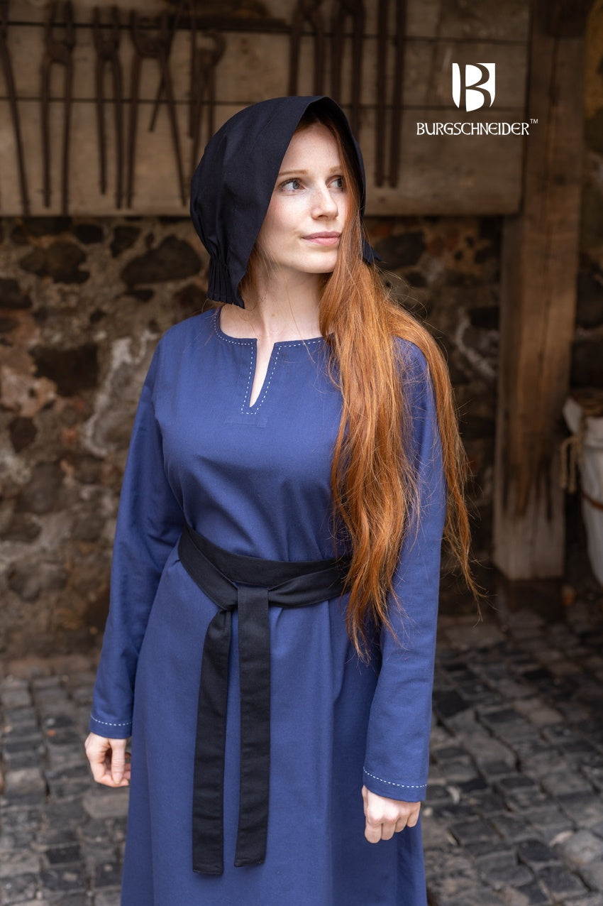 Hedwig Black Belt made of 100% cotton, featuring a tie-front design, perfect for dresses and medieval costumes.