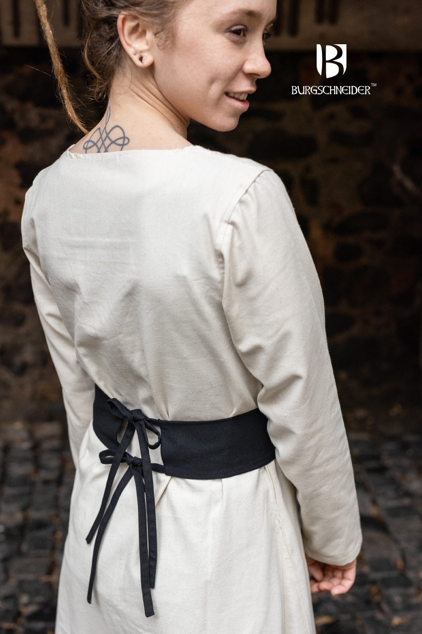 Elegant Sieglinde Black Belt made of 100% cotton, featuring a unique back tie design with ribbons.