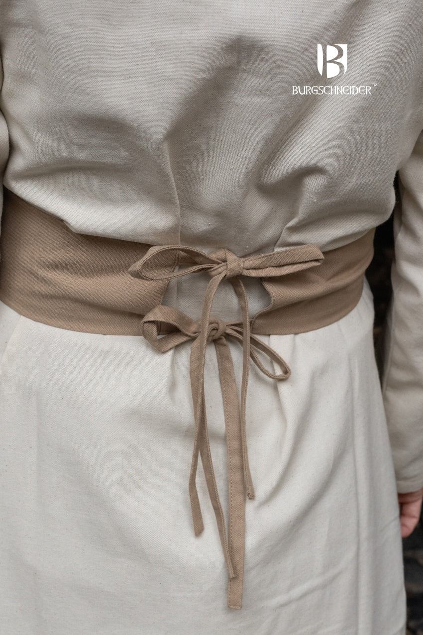Elegant Sieglinde Hemp Belt made from 100% cotton, featuring two back ribbons for a secure fit.