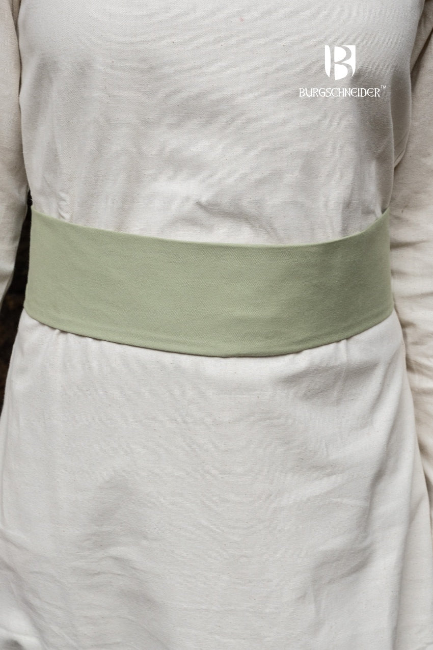 Sieglinde Spring Green Belt made of 100% cotton, featuring a simple design with back ribbons for a secure fit.